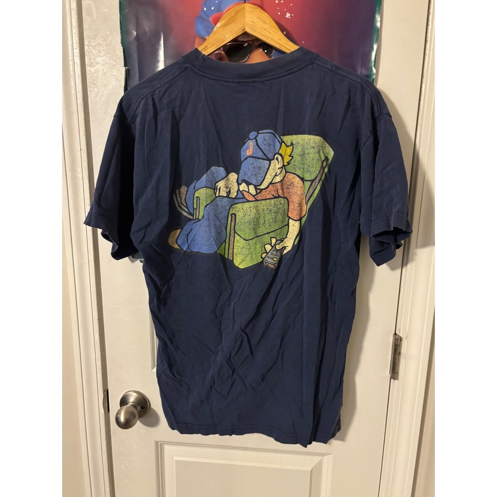 Vintage JNCO Jeans Graphic T-Shirt Navy Blue Skater 90s Large Print Mens